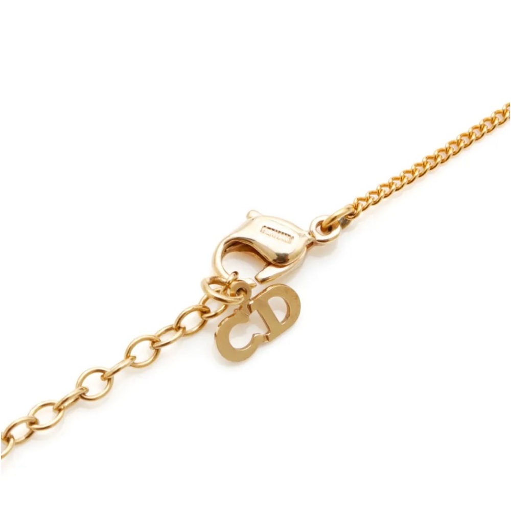 DIOR Black Enamel and Rhinestone Embellished Pendant Necklace - Picture 11 of 11